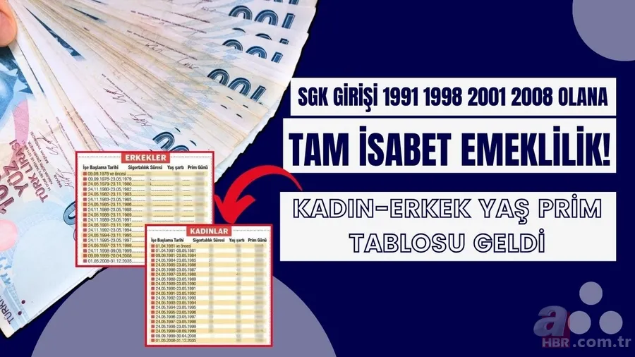SGK girişi 1991 1998 2001 2008 olana tam isabet emeklilik! Kadın-erkek yaş prim günü tablosu geldi 1