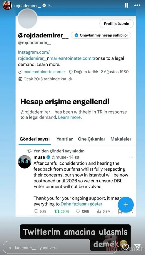 Boykot paylaşımı yapan Rojda Demirer ve Alican Yücesoy'un X hesabına erişim engeli 6