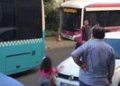 Freni boşalan halk otobüsü iş yerine çarparak durabildi