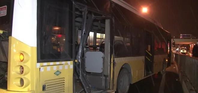 Yine kaza yine İETT! Kontrolünü kaybeden otobüs bariyerlere çarptı: 4 yaralı