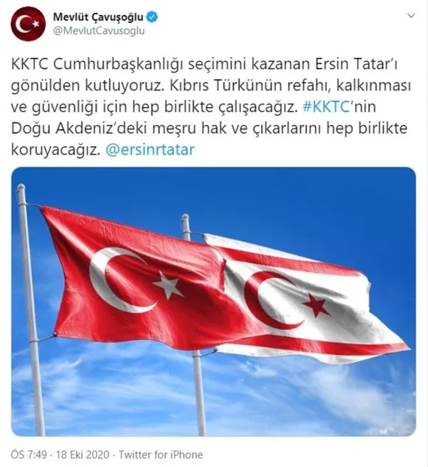 Başkan Erdoğan’dan KKTC’de Cumhurbaşkanı seçilen Ersin Tatar’a tebrik