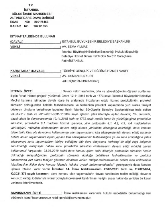 İBB’nin TÜRGEV kararına mahkemeden ret! Öğrencileri yurttan çıkarmışlardı