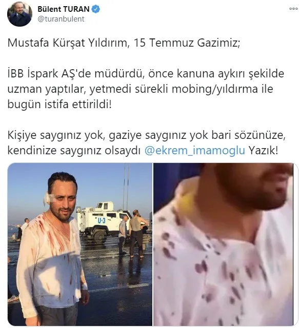 CHP’li İBB 15 Temmuz gazisini mobing uygulayarak istifa ettirdi! AK Parti’den sert tepki geldi: Zulüm var