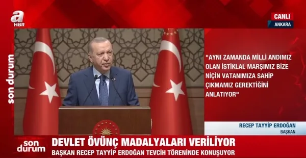 Son dakika: Başkan Erdoğan'dan Devlet Övünç Madalyası Tevcih Töreni'nde önemli açıklamalar - 3