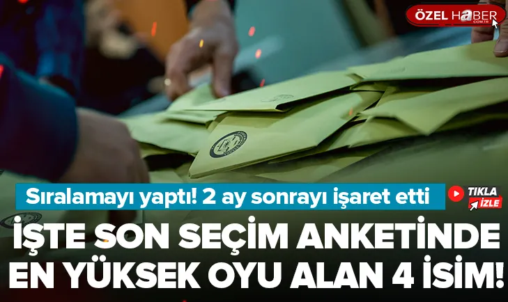 Son seçim anketinde en yüksek oy alan 4 isim!