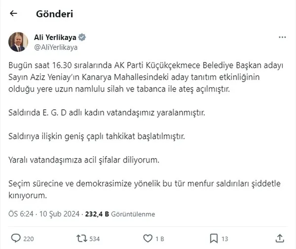 Küçükçekmece’de AK Parti’nin seçim çalışmasına kanlı pusu! Başkan Erdoğan’dan hain saldırıya net yanıt: Asla müsade etmeyeceğiz