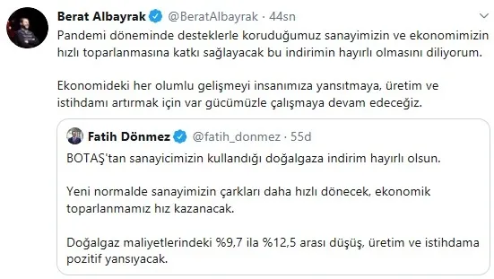 Son dakika: Hazine ve Maliye Bakanı Berat Albayrak'tan doğalgaz indirimi ve istihdam mesajı - 1