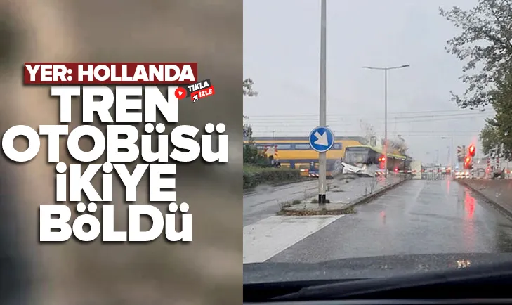 Hollandada tren otobüsü ikiye böldü