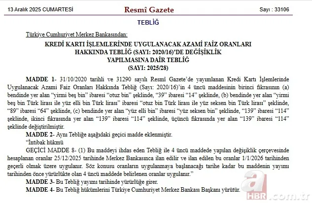 Karar Resmi Gazete’de! Kredi kartı faizlerinde indirim müjdesi 10