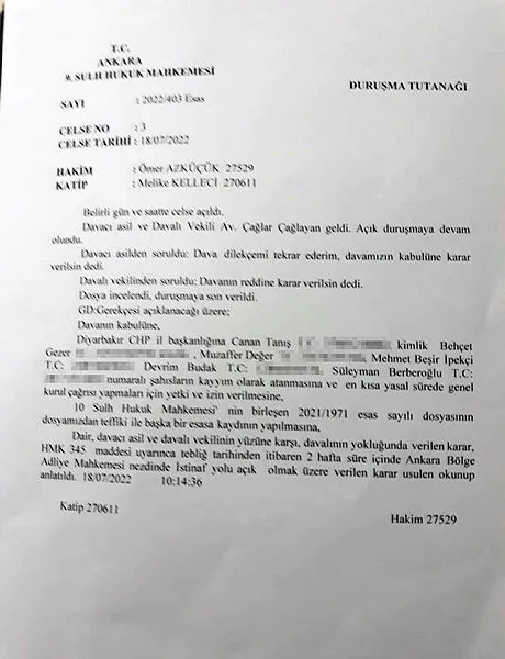 CHP Diyarbakır İl Başkanlığına kayyum atandı