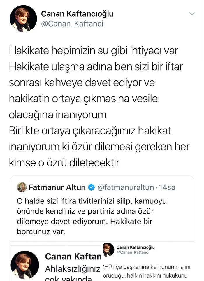 Fatmanur Altun’dan Canan Kaftancıoğlu’na ders gibi sözler: Hakikate bir borcunuz var