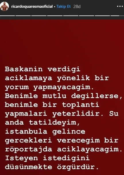 Quaresma’dan Fikret Orman’a mesaj