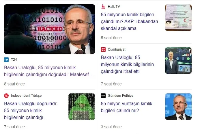 85 milyon vatandaşın kimlik bilgileri çalındı iddialarına yalanlama