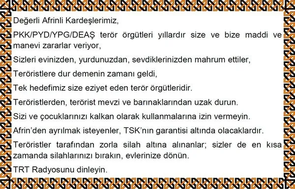 Afrin'e havadan bildiri atıldı - 1