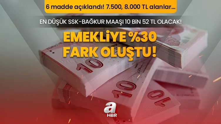 Emekliye %30 fark oluştu! En düşük SSK-Bağkur maaşı 10 bin 52 TL olacak! 6 madde açıklandı! 7.500, 8.000 TL alanlar… Emekliye %30 fark oluştu! En düşük SSK-Bağkur maaşı 10 bin 52 TL olacak! 6 madde açıklandı! 7.500, 8.000 TL alanlar…