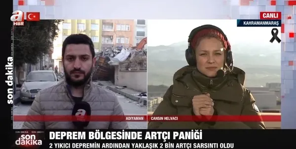 Adıyaman’da deprem bölgesinde artçı paniği! A Haber muhabiri Mehmet Karataş ve kameraman Özkan Şafak’ın zor anları! Kaç kaç kaç…