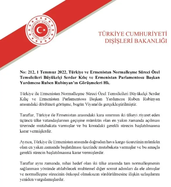 Türkiye’den Ermenistan açıklaması! Normalleşme adımları...