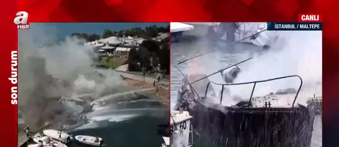 Son dakika: İstanbul Maltepe’de tekne yangını