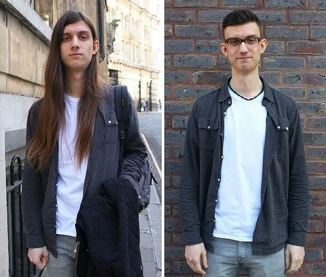 Saçları kesilmeden önce ve sonrası