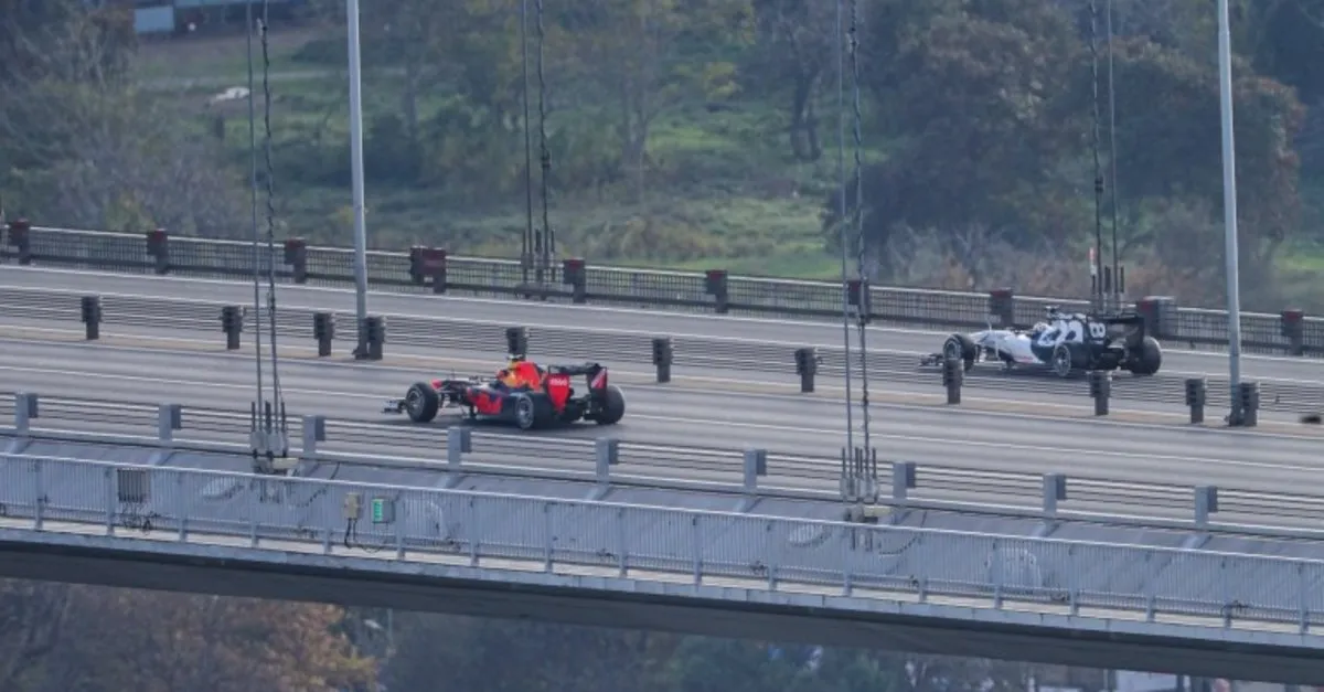 15 Temmuz Şehitler Köprüsü'nde Formula 1 tanıtım çekimleri havadan görüntülendi