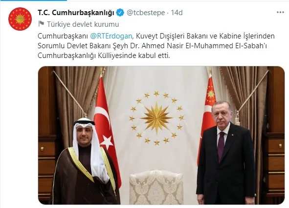 Başkan Erdoğan Kuveyt Dışişleri Bakanı El Sabah’ı kabul etti - 1