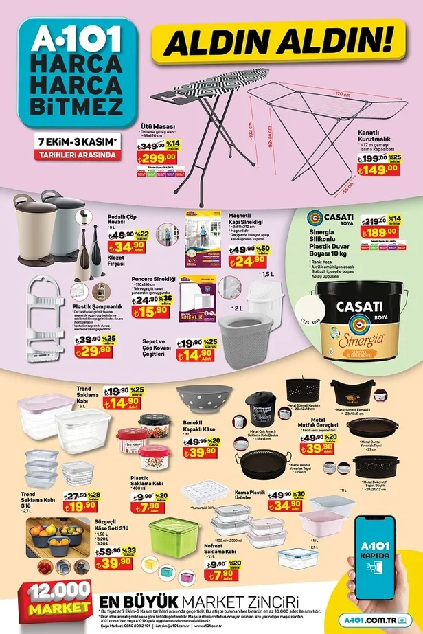 14 Ekim A101 aktüel ürünler kataloğu yayınlandı! 28 bin TL’ye benzinli Moped, 179 TL’ye 5L sıvı yağ 299 TL’ye Mop Kova seti, 22 TL’ye 2kg un satışa sunuluyor