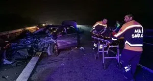 Korkunç kaza! Önce refüje ardından bariyere