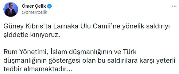 Son dakika: Türkiye’den Larnaka Ulu Camii’ne yapılan saldırıya sert tepki