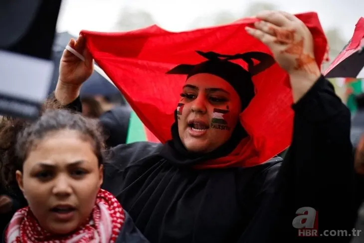 İngiltere'de İsrail'in Gazze saldırıları protesto edildi! Binlerce kişi...