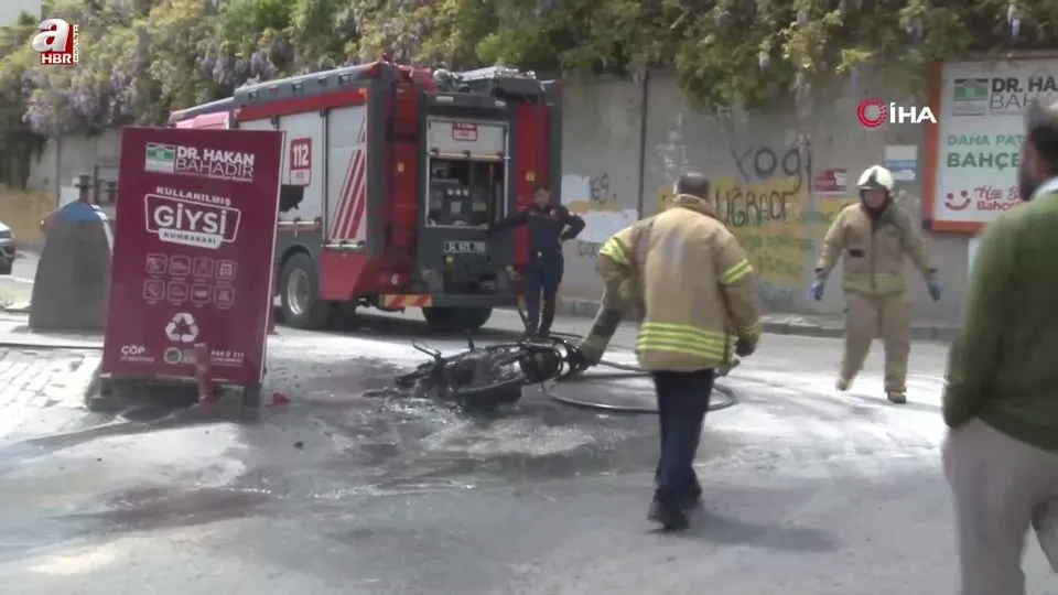 Bahçelievler’de motosiklet alev alev yandı