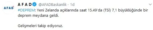 Son dakika: Yeni Zelanda'da 7.3'lük korkutan deprem! 2020 son depremler - 1