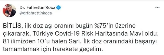 Sağlık Bakanı Fahrettin Koca'dan salgının seyrine ilişkin güzel haber: Sarı risk kategorisinde sadece 10 il kaldı - 2