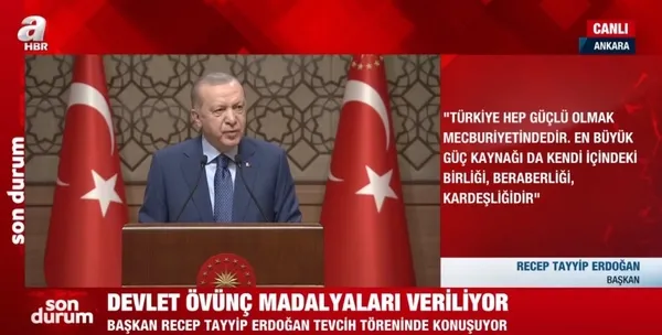 Son dakika: Başkan Erdoğan'dan Devlet Övünç Madalyası Tevcih Töreni'nde önemli açıklamalar - 6