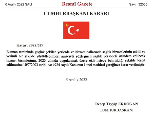 Başkan Recep Tayyip Erdoğan imzaladı! 27 bin sözleşmeli sağlık personeli istihdam edilecek