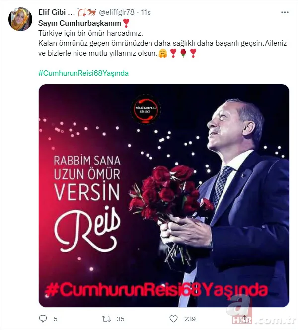 Başkan Erdoğan'ın 68'inci doğum günü | Sosyal medyadan binlerce kişi kutladı: İyi ki doğdun Reis 21