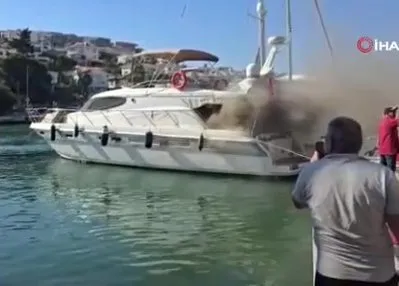 Lüks tekne alevler içinde kaldı