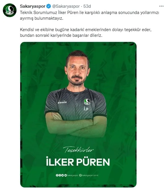 Son dakika: Sakaryaspor’da teknik direktör İlker Püren dönemi sona erdi