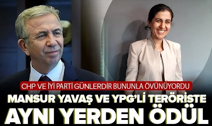 Ankara Büyükşehir Belediyesi Başkanı Mansur Yavaş, YPG’li terörist Leila Mustapha ile aynı yerden ödül aldı