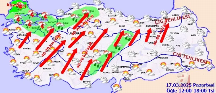 MGM’den 26 il için sarı alarm! Önce 70 km hızla fırtına ve sağanak sonra yoğun kar geliyor: Edirne, Ankara... 10
