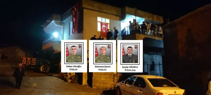 Pençe-Kilit şehitleri Eyyüp Uğurlu, Mehmet Demir ve Hakan Köroğlu’nun ailesine acı haber verildi