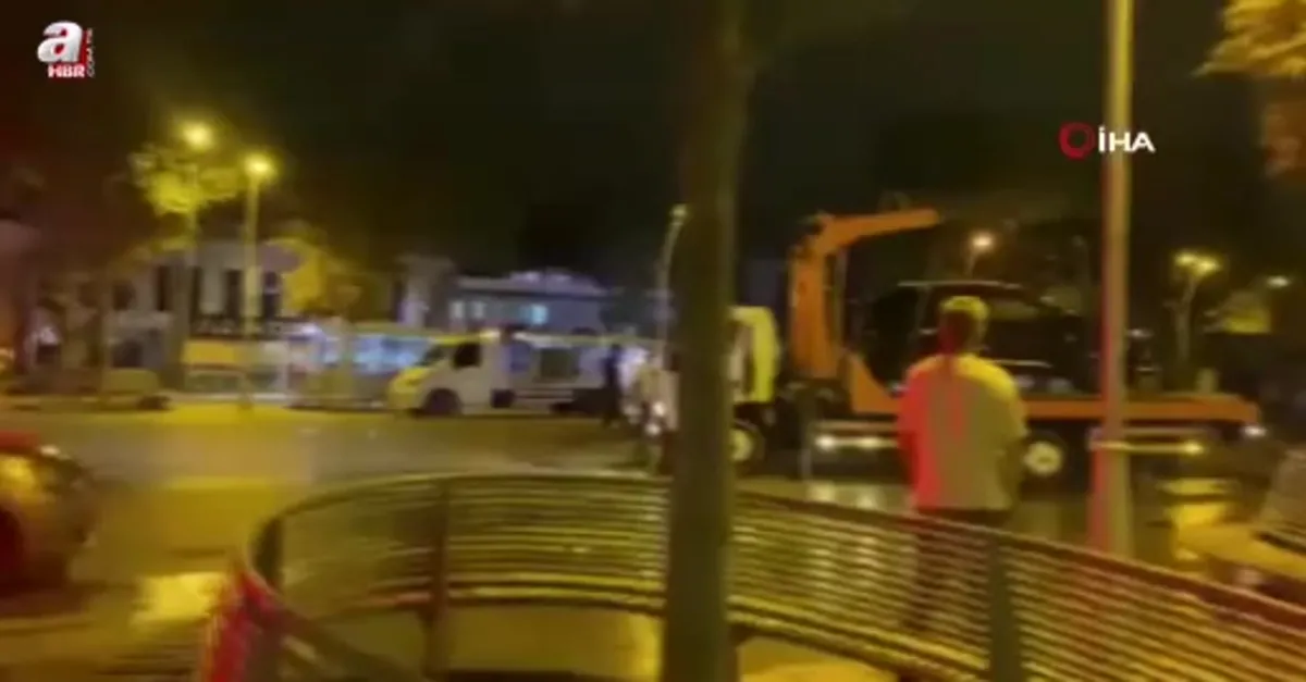 Aracıyla süs havuzuna girdi