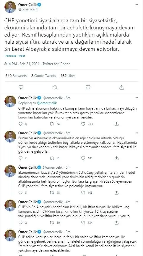 AK Parti’den CHP’ye Berat Albayrak tepkisi! CHP’nin Albayrak’ı hedef alan kirli dili linç kampanyasıdır