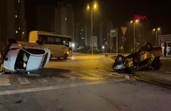 Kayseri’de çarpışan 2 otomobil takla attı