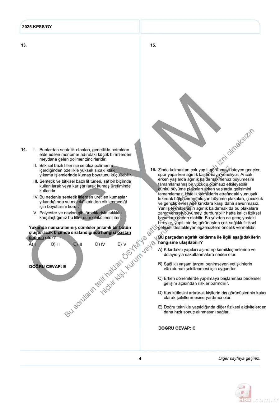 KPSS A GRUBU A-B-C-D kitapçığı PDF İNDİR | KPSS Genel Yetenek-Genel Kültür soru ve cevap anahtarı ne zaman? 5