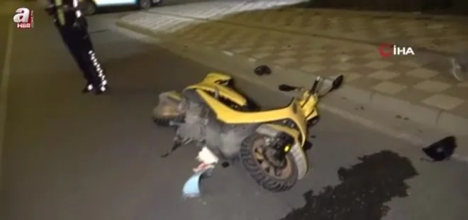 Turistleri taşıyan transfer aracı turistin kullandığı motosiklete çarptı