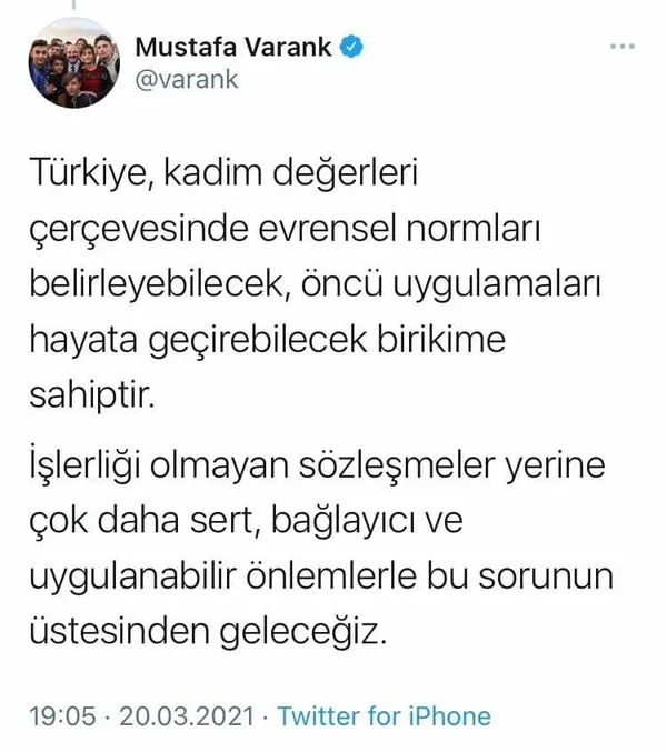 Sanayi ve Teknoloji Bakanı Mustafa Varank’tan İstanbul Sözleşmesi yorumu