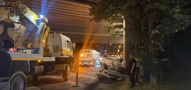 Nevşehir'de takla atan otomobil köprü duvarına çarptı: Yaralılar var