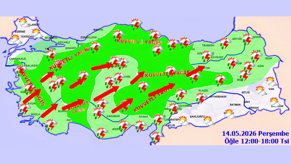 firtina-saganak-toz-adil-tekten-kirkikindi-uyarisi-hangi-bolgeler-risk-altinda-1778735185841.jpg 13 Mayıs Çarşamba Türkiye geneli hava durumu haritası (Fotoğraf:MGM)
