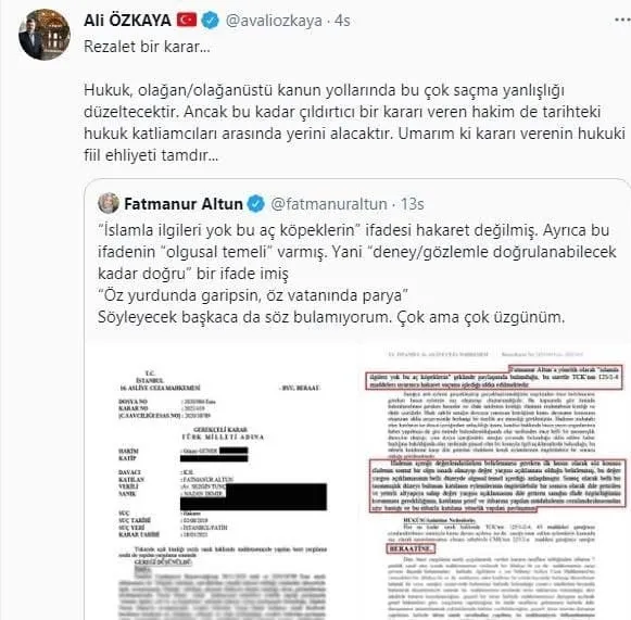 Fatmanur Altun’a hakaret eden Nazan Demir’e beraat! AK Parti’den tepki yağdı: Hukukun canına okuyan karar!