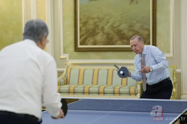 Başkan Erdoğan Kazak mevkidaşı ile masa tenisi oynadı